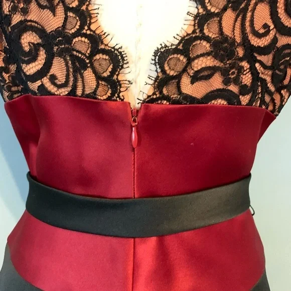 Vintage Laundry by Shelli Segal black and red satin Cocktail Dress size 10 - Picture 7 of 13
